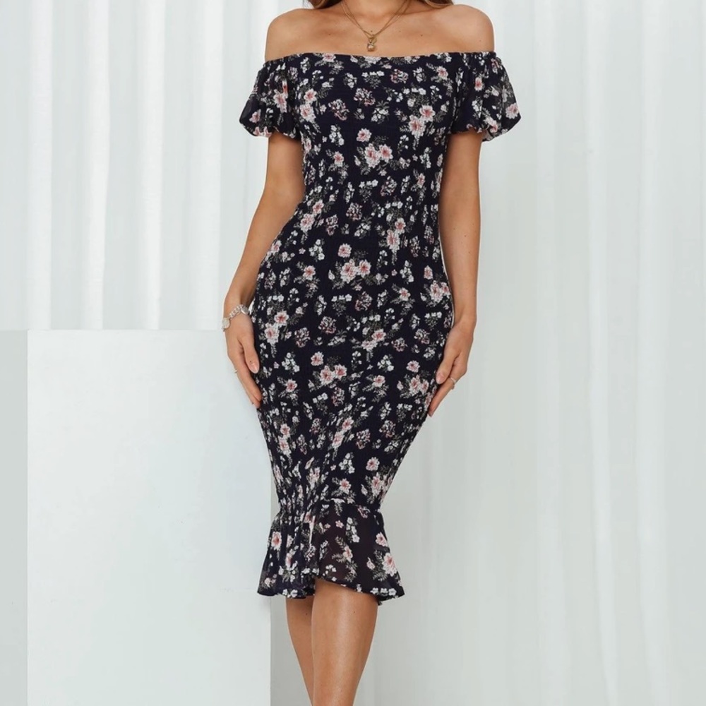 Hello Molly Navy Floral Print Midi Dress